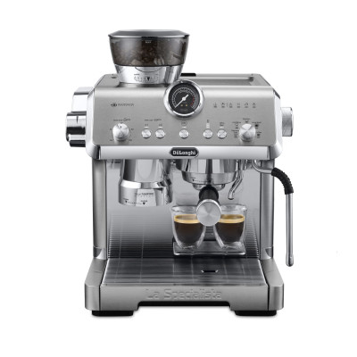 德龙(Delonghi)咖啡机意式半自动美式家用冷萃 豆粉两用 19Bar泵压 升级蒸汽细杆奶泡系统全EC9555.M