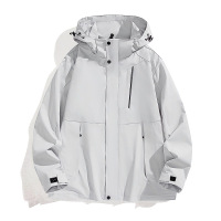春秋季新款连帽夹克男士美式潮牌防水宽松休闲工装户外情侣款外套