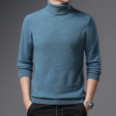 高端100%羊毛高领毛衣男柔软精纺纯羊毛绒薄款打底衫秋冬韩版潮流羊绒毛衣山羊绒不褪色保暖舒适全羊毛衫男纯色保暖衣大码修身