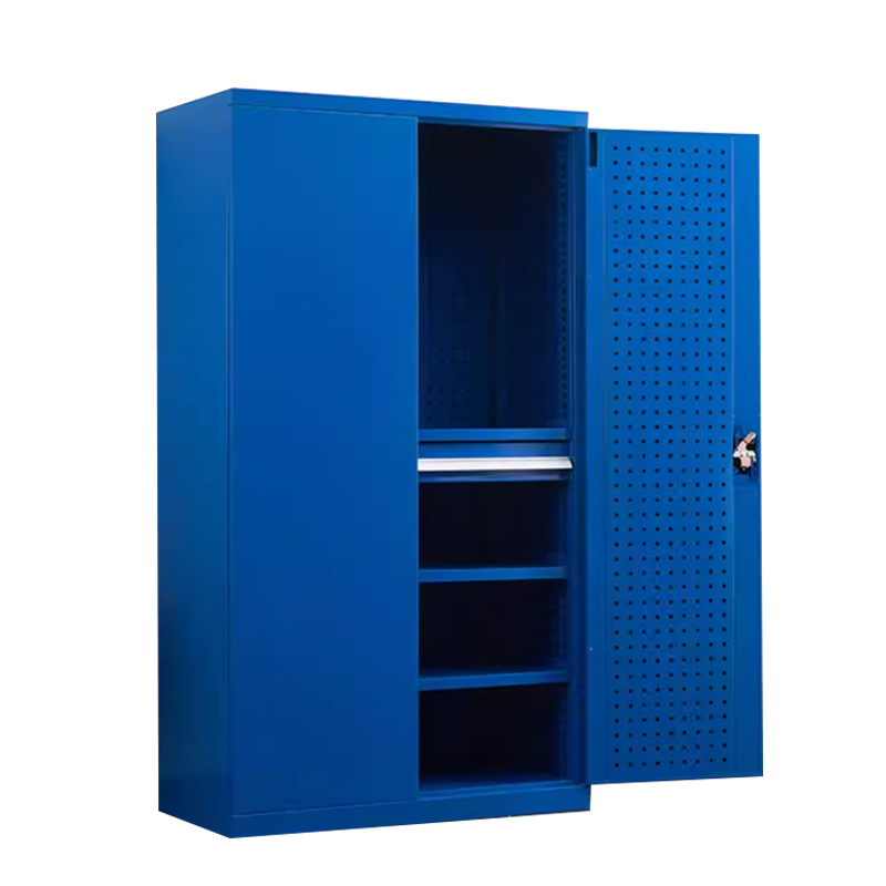 正斌重型工具柜车间用加厚物件工具储物柜工厂铁皮柜汽修厂零件收纳柜蓝色四层一抽带挂板