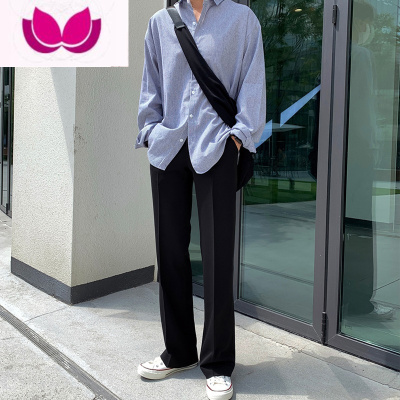 七斓韩版高街垂感西裤男直筒宽松港风阔腿休闲西装拖地裤子潮百搭