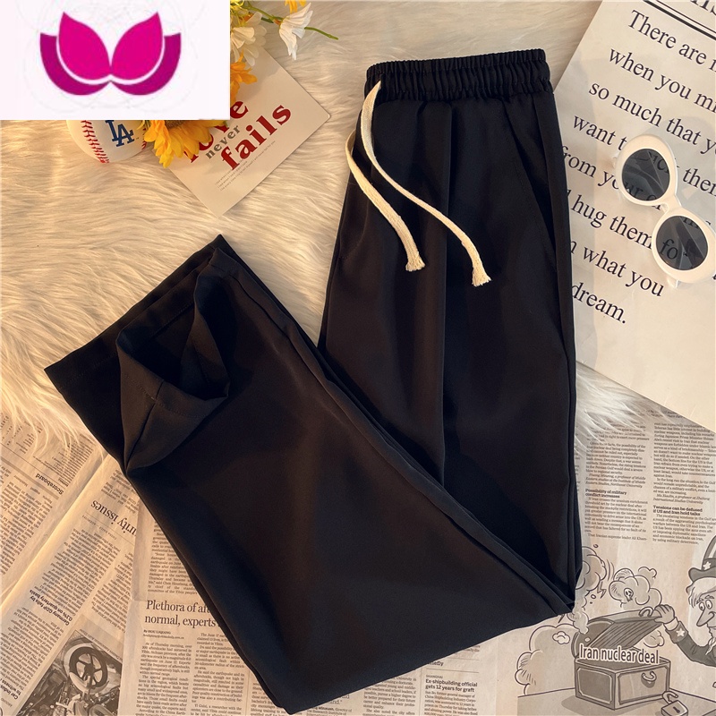 七斓春季小西裤男垂感简约百搭运动裤加绒松紧腰宽松直筒九分休闲裤子