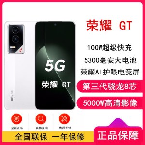 [全新]荣耀GT 冰晶白 16GB+256GB 第三代骁龙8芯 电竞屏 5G AI 新款 游戏手机