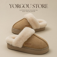 远港皮毛一体棉拖鞋女秋冬季2023新款居家用保暖毛毛绒室内男冬天软底