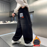 男童秋冬款牛仔裤加绒加厚新款中大童冬季儿童冬装一体绒裤子