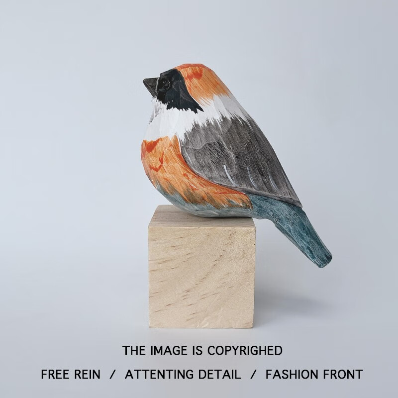 翊橙送TA一只肥啾鸟手工木雕小鸟可爱桌面小摆件系生日情人节七夕礼物