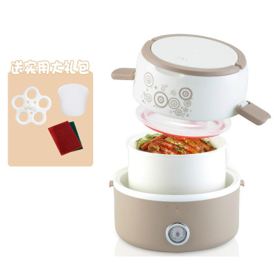 电热饭盒保温烘焙精灵可插电自加热蒸煮带饭便当上班族便携桶学生宿舍咖色陶瓷单层