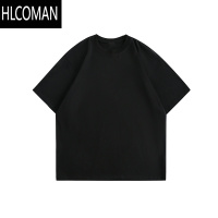 HLCOMANlemanism短袖T恤男潮牌300g纯色半袖情侣宽松打底体恤衫