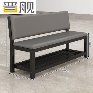 晋舰长条凳软包沙发换鞋凳等候靠背休息区长条椅子100*45*80cm双层