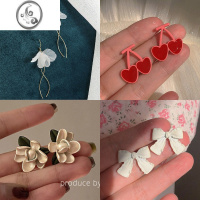 JiMi925银永生花瓣耳环韩国冷淡风气质2023年新款潮耳饰无耳洞耳夹女