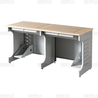 洛泰远 隐藏式翻转电脑桌培训桌教室机房多媒体学习桌办公桌D款双人位