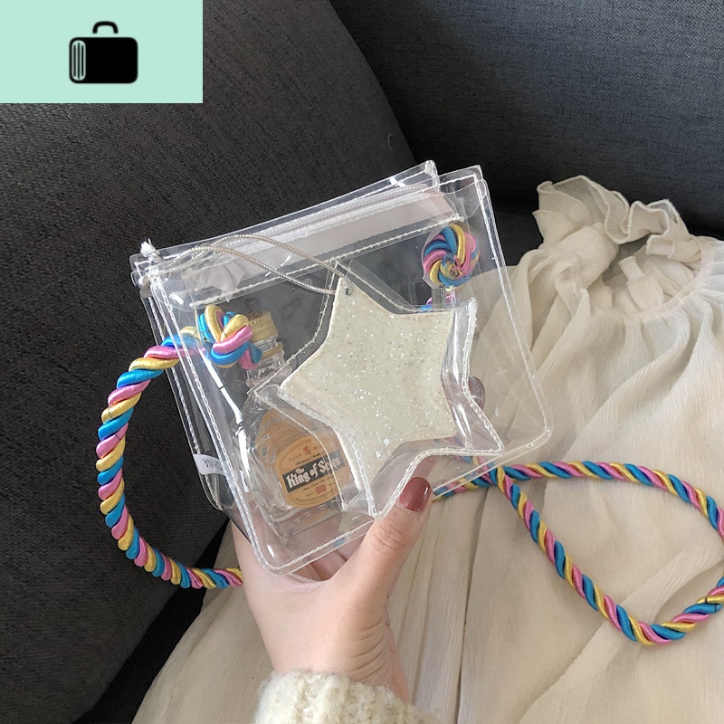 透明小包包女2019夏天新款ins可爱少女果冻包个性百搭单肩斜挎包NEW LAKE女斜挎包