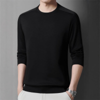 秋季新款圆领长袖T恤衫纯色宽松卫衣青年男套头上衣打底衫