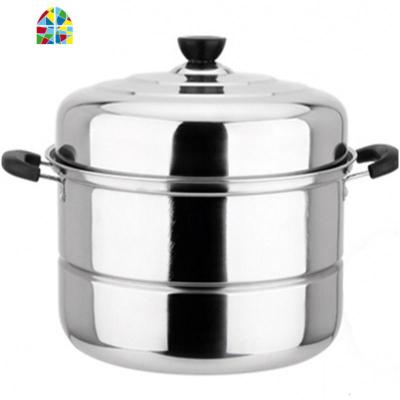 蒸锅加厚复底二层不锈钢家用蒸笼锅双层汤锅蒸馒头锅具 FENGHOU 28cm二层加厚 选项不同