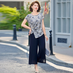 206年女装新款中老年两件套衣服时尚简约夏季妈妈装50-60岁夏款女