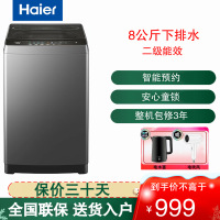 海尔(Haier)波轮洗衣机8公斤容量家用全自动洗衣机自编程速洗除菌洗漂脱可调洗脱一体出租房宿舍 XQB80-Z606