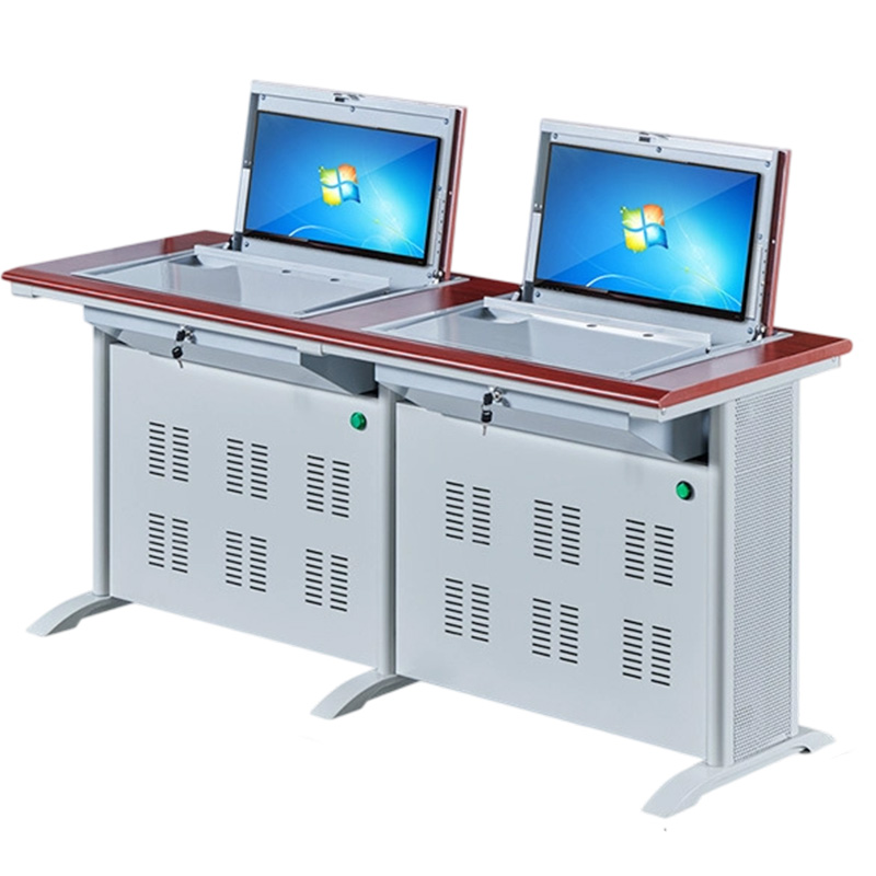 指臣翻转电脑桌双人位台