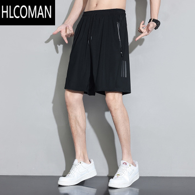 HLCOMAN冰丝短裤男士夏季薄款2025新款速干外穿沙滩宽松运动五分休闲裤子