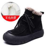 头层牛皮羊毛马丁靴女冬季新款厚底休闲短靴保暖加绒棉靴