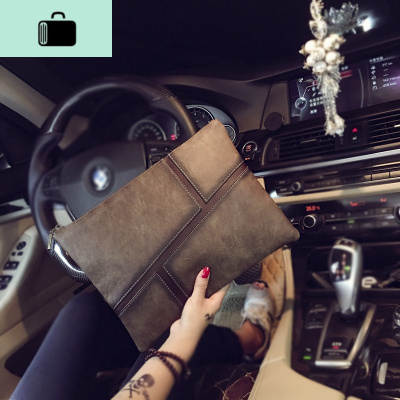 原宿男士手包日系男包2020几何图形手腕包百搭撞色文件ipad包NEWLAKE男士手拿包