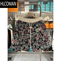 HLCOMAN夏季新款色织提花字母涂鸦短裤男士时尚潮流情侣五分裤百搭沙滩裤
