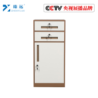 臻远钢制带锁铁皮柜资料柜储物柜 二抽咖色