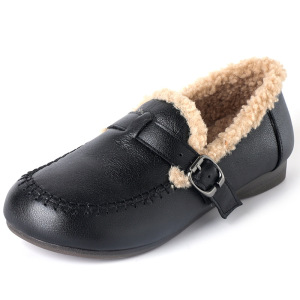 加绒单鞋鞋乐福鞋勃肯25冬季豆豆鞋女软底一脚蹬新款复古真皮棉鞋