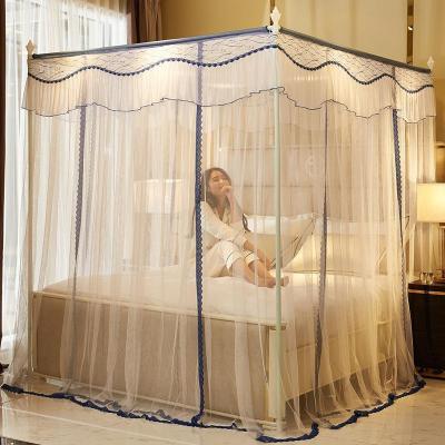 美帮汇新款落地蚊帐家用简约公主风1.2米2米1.5m1.8m床支架纹账