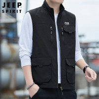 JEEPspirit马甲常规多口袋中青年休闲无袖坎肩外套男士6812
