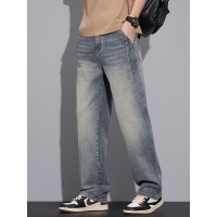 重磅品质男士复古牛仔裤直筒宽松休闲裤潮牌新款高街通勤百搭长裤