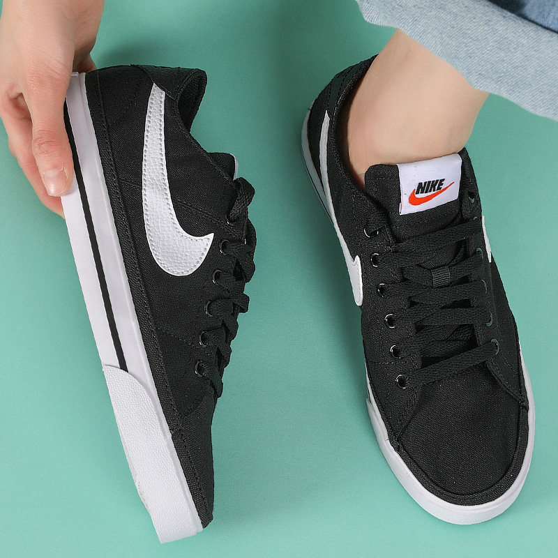 nike耐克女鞋正品2021春季新款黑色帆布鞋轻便低帮透气运动鞋板鞋
