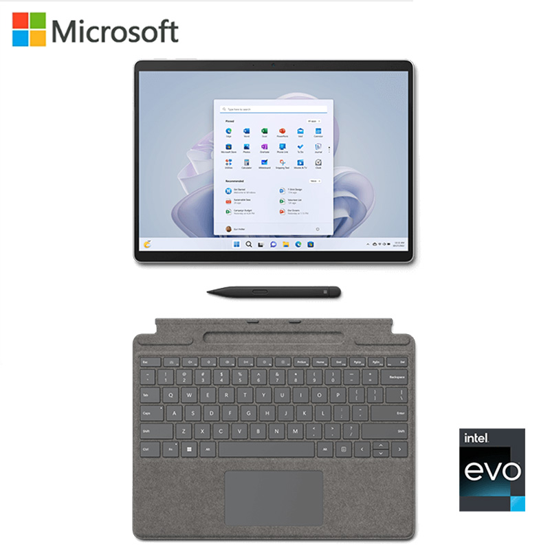 [配原装亮铂金键盘盖+触控笔]微软Surface Pro9 亮铂金 12代i7 32G 1T 13英寸 二合一平板电脑 笔记本 Win11 Pro WiFi版