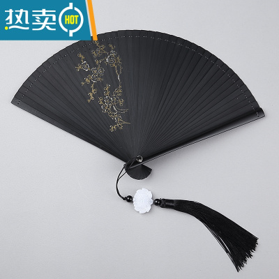 XIANCAI全竹骨扇子折扇中国风女式手工日式古风折叠汉服舞蹈小扇随身便携 18cm亭亭玉立