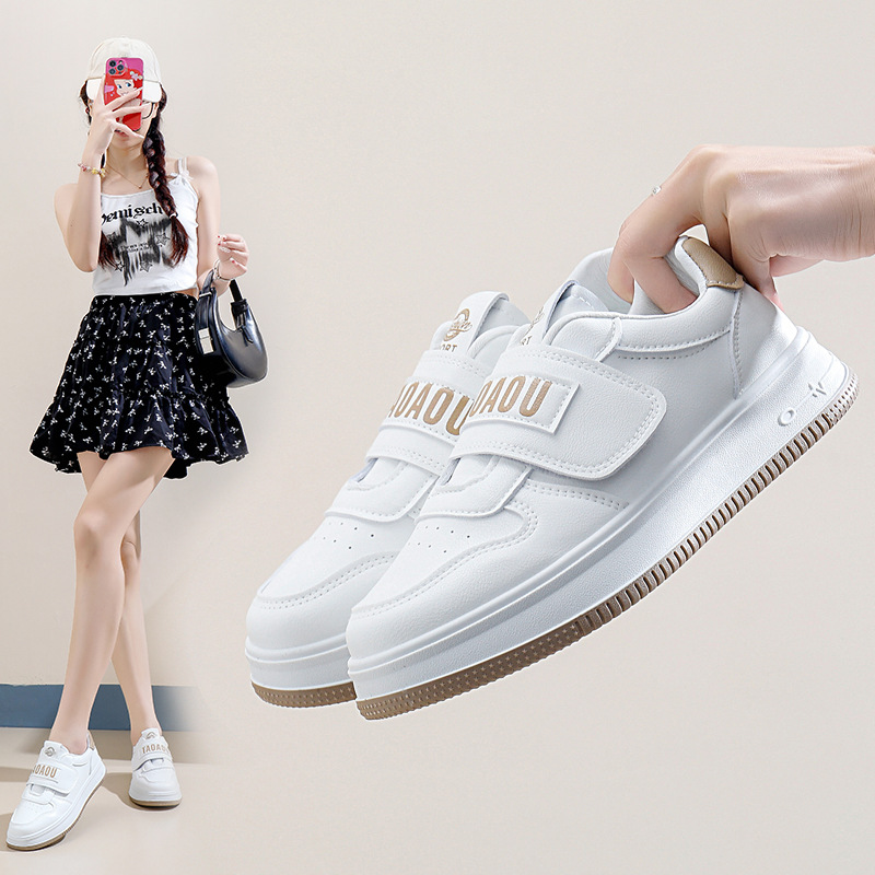 秋季小白鞋新款韩版ins女学生厚底增高皮面透气休闲鞋