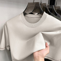 夏季新款男士亲肤透气轻薄商务圆领休闲简约纯色翻领短袖T恤