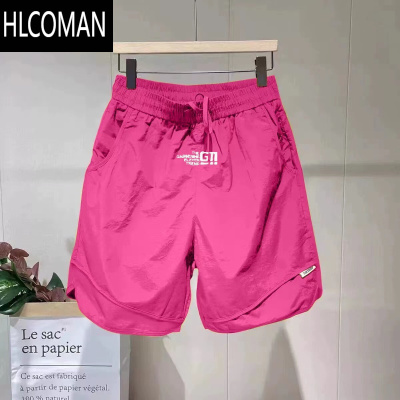 HLCOMAN夏季冰丝速干短裤男潮牌美式宽松直筒运动中裤透气薄款休闲工装裤