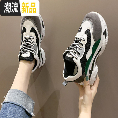 老爹鞋女ins潮女2019新款百搭显脚小厚底2020春季反光休闲运动鞋广赫休闲鞋