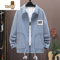 YANXU牛仔外套男生款青少年潮牌痞帅条纹夹克初中高中学生秋天褂子