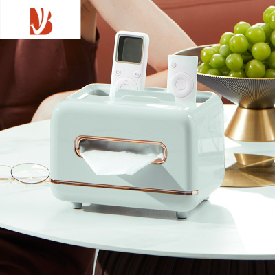 三维工匠纸巾盒客厅轻奢风抽纸盒家用创意茶几桌面收纳多放遥控器 薄荷绿(反光PET)