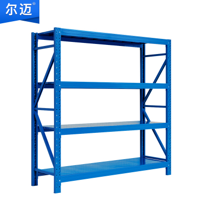 尔迈 仓储货架置物架货物展示架超市仓库钢制金属重型货架 200*200*60cm 500kg/层 蓝色