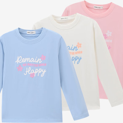 [1件3折]铅笔俱乐部童装2025年秋装新款女童T恤儿童百搭印花长袖衫中大童上衣
