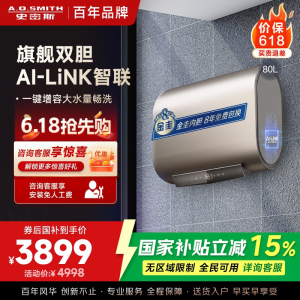 AO史密斯80升电热水器 家用 双胆扁桶 纤薄黑科技 大屏触控 双擎速热 E80HGDWi一级能效 储水式