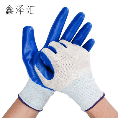 手套 家务手套挂胶手套劳保耐磨工作防滑尼龙浸涂胶劳动干活薄款胶皮透气