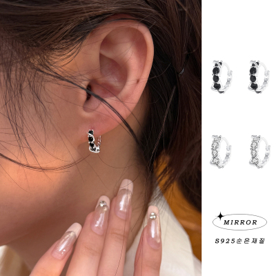 925纯银闪亮绕线耳扣女耳钉耳环耳饰个性2025年新款潮ins风送女朋友老婆情人节七夕生日礼物