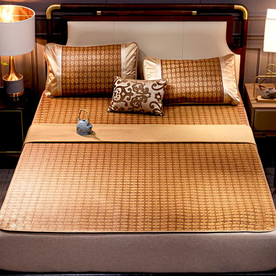 朵淑藤席冰丝凉席三件套可折叠空调席双人单人学生宿舍软床夏季夏天粮草席子