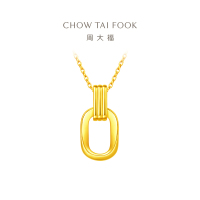 周大福金项链珠宝首饰简约大气几何双环足金黄金项链计价(工费:560元)F217317送礼D