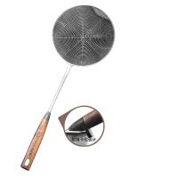 康巴赫(KBH)漏勺304不锈钢线漏胡桃木防烫捞饺子面条勺16cm漏网油炸勺子线漏