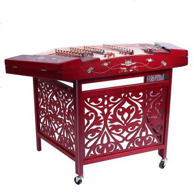 梵巢扬琴民族弹拨乐器演奏洋琴色木材质贝雕荷花YQ-07402