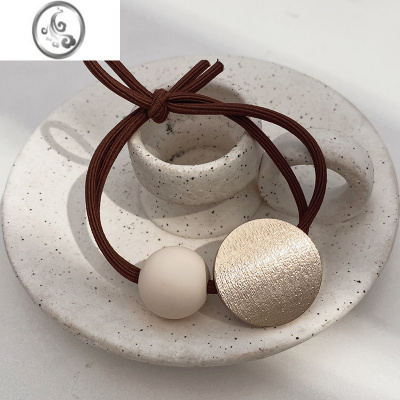 JiMi气质拉丝金属圆皮筋扎头绳女百搭网红马尾发圈简约ins2022年新款