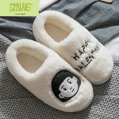 包根家居棉拖鞋女士秋冬季家用厚底室内保暖毛绒卡通情侣男全包跟语娄